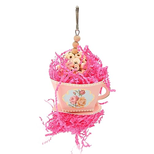 NUMNBE Papageienfutterfutterspielzeug farbenfrohe Safe Paper Chew Spielzeug für kleine mittlere Vögel 10.6x4,3in (Pink) von NUMNBE