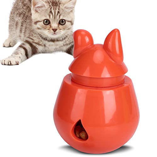 NUMNBE Pet Tumbler Slow Feeder Safe Toys Food Puzzle für Katzenhund Kleines Leckagen [Interaktives Fütterungsspielzeug für Haustiere] (Rot) von NUMNBE