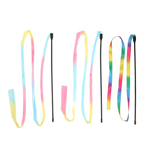 NUMNBE Ribbon Katze Zauberstab farbenfrohe interaktive Katzenstringstab -Stick -Spielzeug für Kätzchen - Funnory Langeweile Relief Teaser Toy Set, 3pcs von NUMNBE