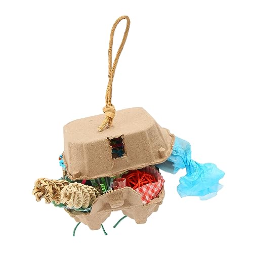 NUMNBE Vogelfutterbox Spielzeug farbenfrohe Shredding Papier Sola Holz Rattan Ball Gras Seil Papagei Futtersuche Spielzeug 30x15 cm von NUMNBE