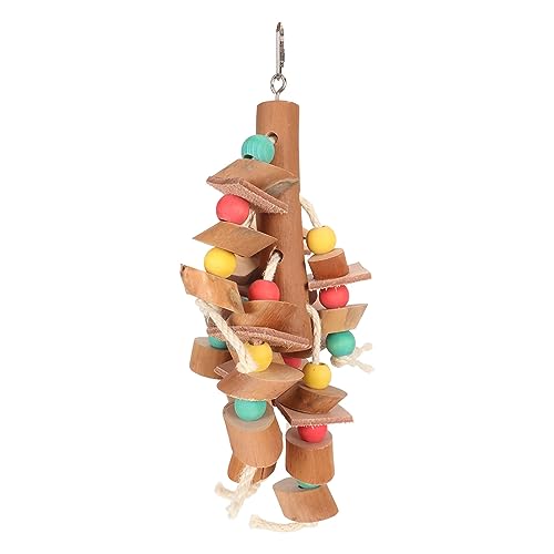 NUMNBE Vogelkauen Spielzeug farbenfrohe Schnabel Holzblöcke Papageihänge Käfigspielzeug für kleines Vogelklettern Training (11.5x26.5x7.5cm/4.5x10.4x3.0in) von NUMNBE