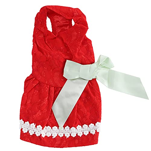 Süße Sommer -Dog -Polyester -ärmelloses Kleiderrock Bow zurück Elegante Coole Design Mädchen Kleidung (XZD226 red XS) von NUMNBE