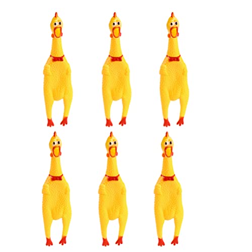 NUOBESTY Gummi schreiendes Huhn gelbes Gummi kreischendes Huhn lustiges Hundespielzeug 6er Pack von NUOBESTY