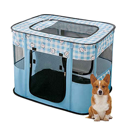 Faltbarer Laufstall für Haustiere, tragbar, für Welpen, Hunde, Kätzchen, Katzen, Indoor/Outdoor, Pop-Up-Zelt, Größe XL, Blau von NUODWELL