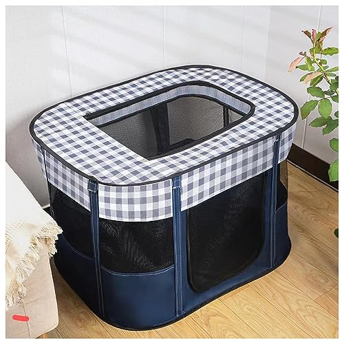 Faltbarer Laufstall für Haustiere, tragbar, für Welpen, Hunde, Kätzchen, Katzen, Indoor/Outdoor, Pop-Up-Zelt (XL, blaues Gitter) von NUODWELL