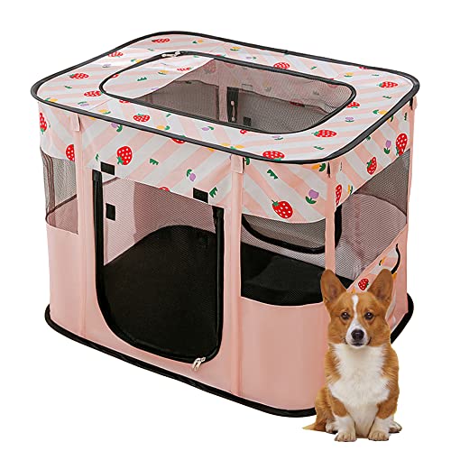 Faltbarer Laufstall für Haustiere, tragbarer Zwingerkäfig für Welpen, Hunde, Kätzchen, Katzen, Indoor/Outdoor, Pop-Up-Zelt, Zaun (XXL, Rosa) von NUODWELL