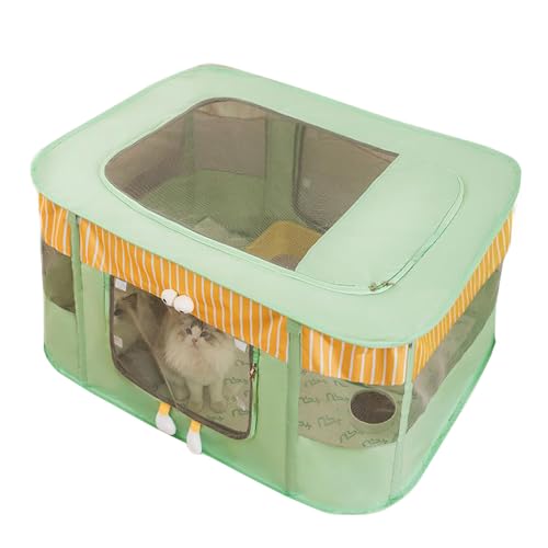 Faltbarer Laufstall für Haustiere, tragbarer Hundekäfig, Welpenlaufstall, Katzenlaufstall, Indoor/Outdoor, Pop-Up-Haustier-Zelt, Zaun (L, Grün) von NUODWELL