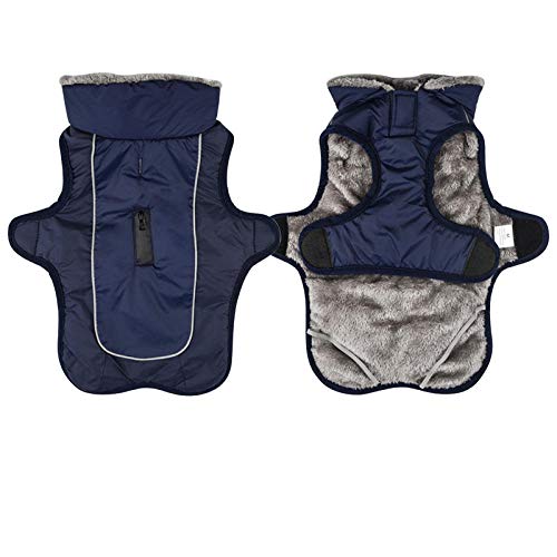 Baumwolle Big Dog Coat Haustier Winterkleidung für Hundejacke Reflektierende wasserdichte große Hundekleidung-Blau_S. von NUOYIYI