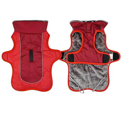 Baumwolle Big Dog Coat Haustier Winterkleidung für Hundejacke Reflektierende wasserdichte große Hundekleidung-rot_L. von NUOYIYI