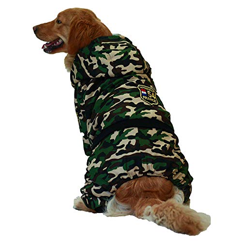 Camouflage gepolsterte Hundekleidung Winterwarme vierbeinige Hoodie-Hundejacke für mittlere und große Hunde Labrador-Tarnung_L. von NUOYIYI