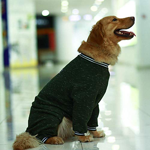 Haustier Hund Kleidung Winter Big Large Dog Outfit Overall Pyjama Corgi Golden Retriever Husky Labrador Hund Overalls Haustier Kostüm Mantel-Armeegrün_M. von NUOYIYI