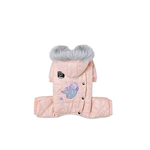 Haustier Vierbeiner Mantel Hundekleidung Katzenkleidung Warmer Mantel Mantel Komfort Winter Jumpsuit Für Hund Welpen Polster Hoodie-Rosa_L. von NUOYIYI