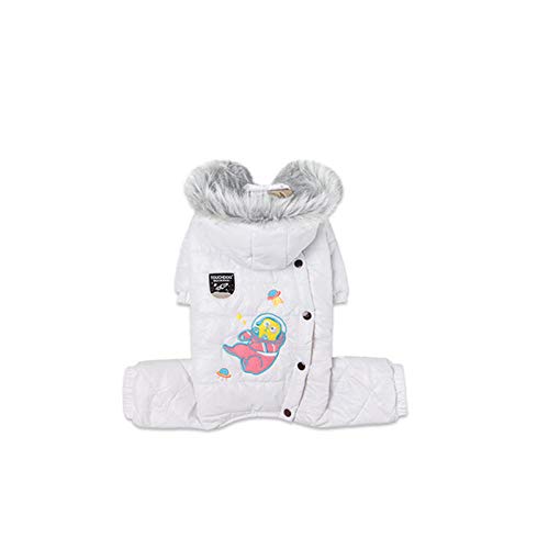 Haustier Vierbeiner Mantel Hundekleidung Katzenkleidung Warmer Mantel Mantel Komfort Winter Jumpsuit Für Hund Welpen Polster Hoodie-Weiß_M. von NUOYIYI