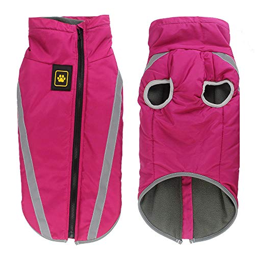 Haustierkleidung XL-6XL Polyester Polar Fleece PP Baumwolle Mittelgroßer Hund Herbst und Winter Hochhalsige warme Winddichte Jacke-Rosa_4XL von NUOYIYI