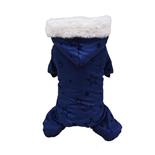 Hundekleidung Winter Hoodie Kostüm Große Jacke Hund Vier Beine Jumpsuit Welpe Zubehör Baumwolle Hund Jumpsuits-Blau_L. von NUOYIYI