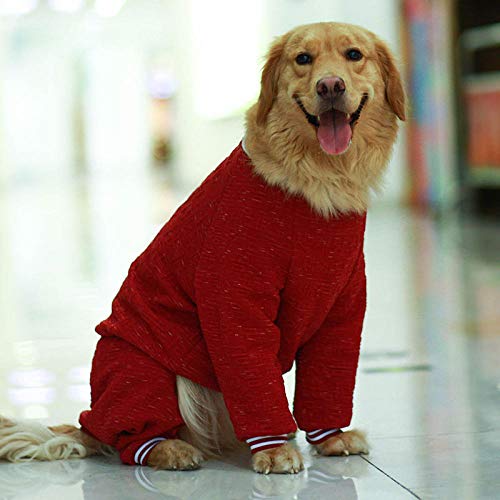 NUOYIYI Haustier Hund Kleidung Winter Big Large Dog Outfit Overall Pyjama Corgi Golden Retriever Husky Labrador Hund Overalls Haustier Kostüm Mantel-rot_32 von NUOYIYI