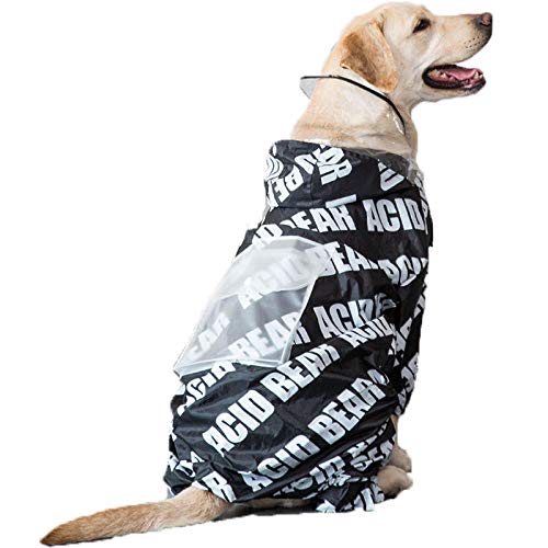 NUOYIYI Pet Large Dog Raincoat Outdoor wasserdichte Kleidung Hooded Jumpsuit Umhang mit Beutel für große Hunde Overalls Regenmantel Labrador-Schwarz 1_8XL von NUOYIYI