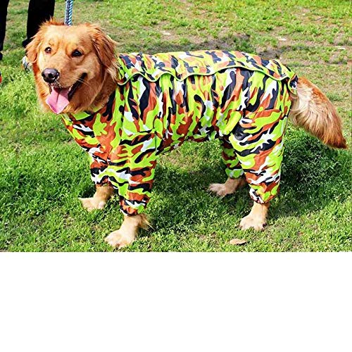 NUOYIYI Pet Small Large Dog Regenmantel wasserdichte Kleidung für große Hunde Jumpsuit Regenmantel Hooded Overalls Cloak Jumpsuit Kleidung-Grüne Tarnung_22 von NUOYIYI