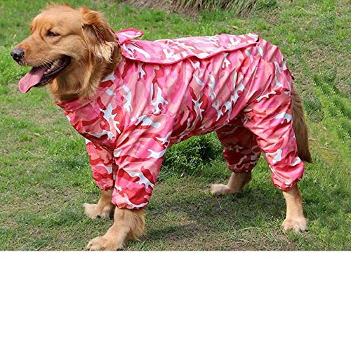 NUOYIYI Pet Small Large Dog Regenmantel wasserdichte Kleidung für große Hunde Jumpsuit Regenmantel Hooded Overalls Cloak Jumpsuit Kleidung-Rote Tarnung_28 von NUOYIYI