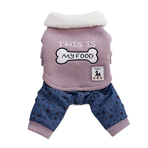 NUOYIYI Winter Haustier Hund Jumpsuit Overalls Kleidung Knochenmuster Warmes Hündchen Katzen Vierbeiner Mantel Jacke Kostüme Für-Rosa_S. von NUOYIYI