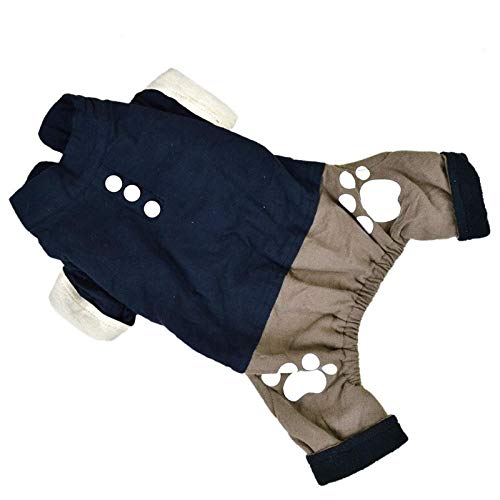 NUOYIYI Winter Haustier Kleidung Welpe Katze Kleidung Hoodies Mantel Warmer vierbeiniger Overall Herbst Frühling Hund Kleidung-Navy blau_XS von NUOYIYI