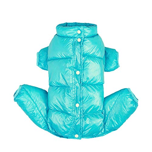 NUOYIYI Winter Warm Pet Dog Kleidung Jumpsuit für Hunde Vierbeiner Anzug für kleine Hunde Verdicken Jacke Overalls für Yorkshire Chihuahua-Blau_XXXL_1 von NUOYIYI