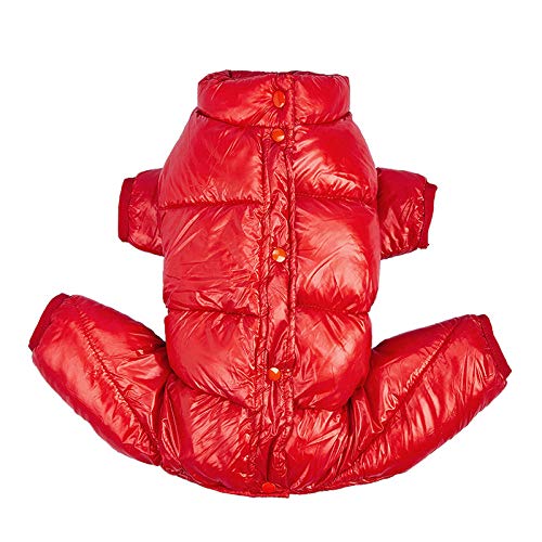 NUOYIYI Winter Warm Pet Dog Kleidung Jumpsuit für Hunde Vierbeiner Anzug für kleine Hunde Verdicken Jacke Overalls für Yorkshire Chihuahua-rot_S._1 von NUOYIYI