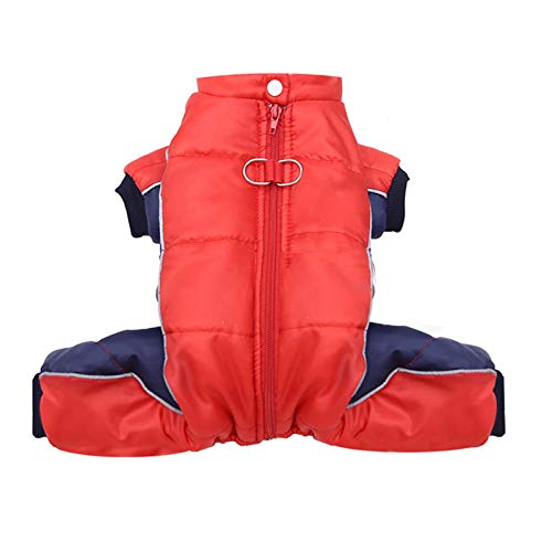 NUOYIYI wasserdichte Winterkleine Hundekleidung Welpen Daunenjacke Reflektierender Hundemantel Verdicken Warme Baumwolle Haustierkleidung Weste Vier Beine-rot_XL von NUOYIYI