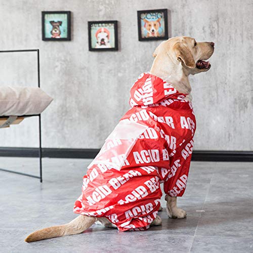 Pet Large Dog Raincoat Outdoor wasserdichte Kleidung Hooded Jumpsuit Umhang mit Beutel für große Hunde Overalls Regenmantel Labrador-Rot 1_3XL von NUOYIYI