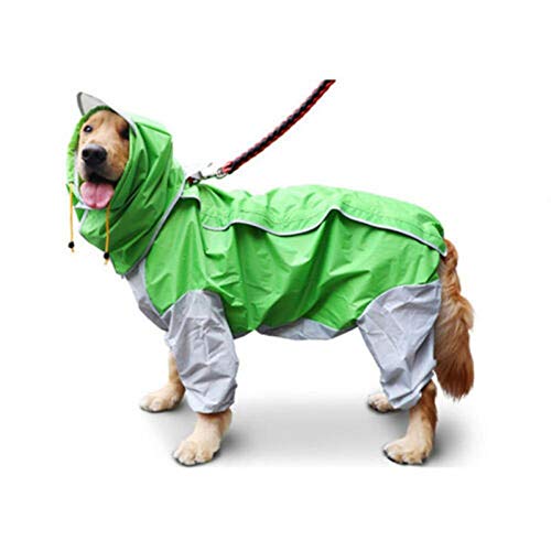 Pet Small Large Dog Regenmantel wasserdichte Kleidung für große Hunde Jumpsuit Regenmantel Hooded Overalls Cloak Jumpsuit Kleidung-Grün_24 von NUOYIYI