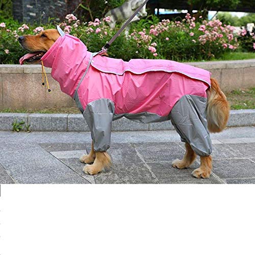 Pet Small Large Dog Regenmantel wasserdichte Kleidung für große Hunde Jumpsuit Regenmantel Hooded Overalls Cloak Jumpsuit Kleidung-Rosa_28 von NUOYIYI