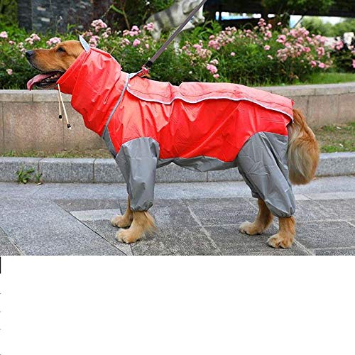 Pet Small Large Dog Regenmantel wasserdichte Kleidung für große Hunde Jumpsuit Regenmantel Hooded Overalls Cloak Jumpsuit Kleidung-rot_26 von NUOYIYI