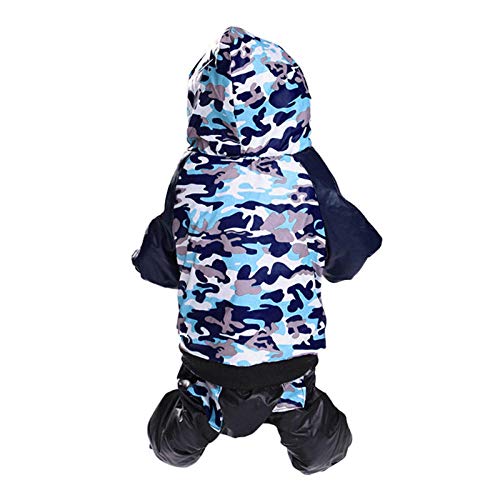 Pet Winter Dog Kleidung Kleine und mittelgroße Hunde Daunenjacke Camouflage Casual Hooded Vierbeinige Baumwoll-gepolsterte Kleidung-Tarnblau_S_1 von NUOYIYI