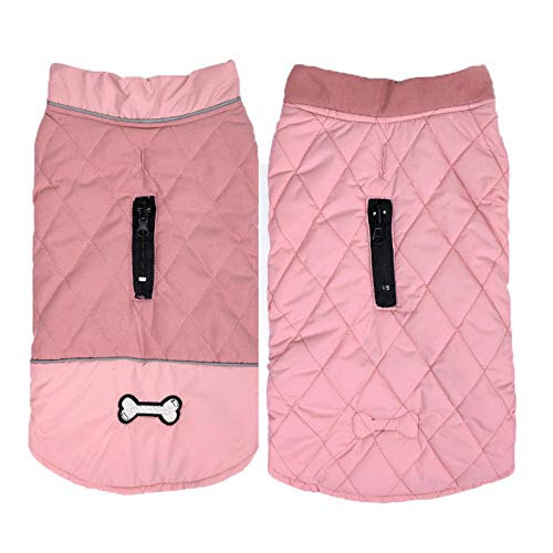 Winter/Herbst Hundemantel Haustierjacke wasserdichte Wende-Hundejacken Mäntel Warme Hunde Kleidung für mittlere Hunde XS-3XL-ROSA_XS von NUOYIYI