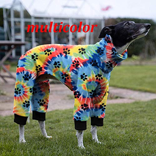 Winterhundekleidung Vierbeiniger Haustiermantel Rollkragenpullover Warmer Hund Langarmpullover Mode Fußabdruck Drucken Baumwollkleidung-Regenbogenfarbe_5XL von NUOYIYI