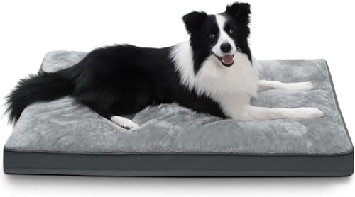 Hundekäfigbett, wasserdicht, Deluxe-Plüsch-Hundebetten mit abnehmbarem, waschbarem Bezug, rutschfeste Unterseite, Haustierschlafmatratze für große, mittelgroße Jumbo, kleine Hunde, 88,9 x 55,9 cm, Hundekäfigbett, wasserdicht, Deluxe-Plüsch-Hundebetten mit abnehmbarem, waschbarem Bezug, rutschfeste Unterseite, Haustierschlafmatratze für große, mittelgroße Jumbo, kleine Hunde, 88,9 x 55,9 cm, von NUPIDA
