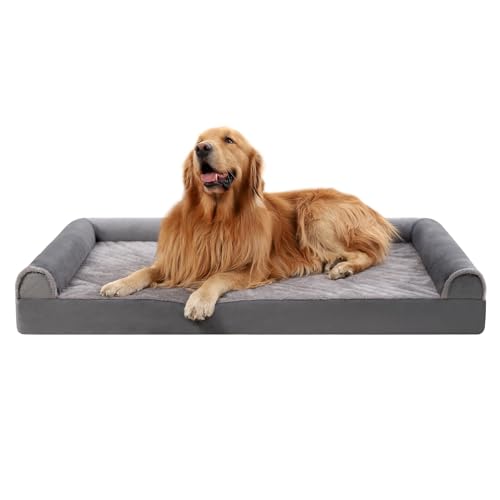 NUPIDA Orthopädisches Hundebett, waschbar, großes Hundebett, wasserdicht, große Hundesohle, Eierschaum-Hundekäfigbett mit abnehmbaren Nackenrollen und Rutschfester Unterseite, 91,4 x 68,6 x 15,2 cm, von NUPIDA