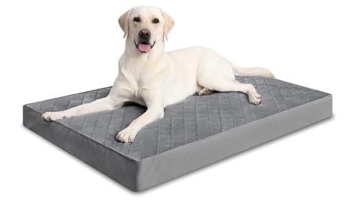 NUPIDA Orthopädisches XL-Hundebett, wasserdicht, mit abnehmbarem, waschbarem Bezug und rutschfester Unterseite, gestepptes Hundebett für Kiste, 104 x 68 cm, Dunkelgrau von NUPIDA