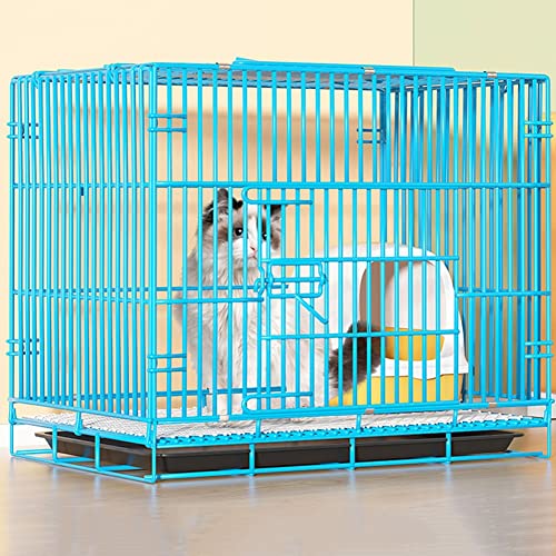 Großer Katzenkäfig, Hundekäfig für kleine, mittelgroße Hunde, Katzen, Faltbarer Käfig, ideal für 1-2 Katzen ( Color : Blue ) von NUSCWAN