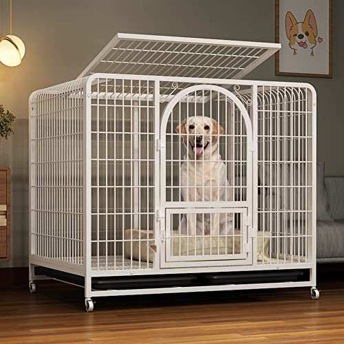 Hundekäfig, strapazierfähige Hundebox, Hundegehege für drinnen und draußen mit Doppeltür und abnehmbarem Tablett für kleine, mittelgroße Hunde ( Color : White ) von NUSCWAN