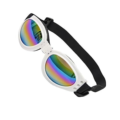 NUSITOU 1 Stück Faltbare Hundesonnenbrille UV Schutz Mit Riemen Zusammenklappbar Ideal Für Haustiere Augenschutz Im Freien Weiße Haustierbrille Für Hunde von NUSITOU