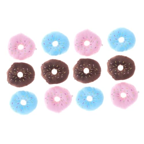 NUSITOU 12 Stück üsch Hunde Kauspielzeuge Im Donut Design Quietschend Für Welpen Und Kleine Hunde Rosa Blau Und Beiß Für Gesunde Zähne Und Spielspaß von NUSITOU