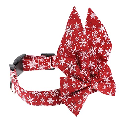 NUSITOU 1stk Haustierhalsband Weihnachtshaustier Bowknot Kätzchen-Fliege Kätzchen-Kragen Hundehalsband Für ädchen Hundeweihnachtshalsband Mit Schleife Für Rot Baumwolle von NUSITOU