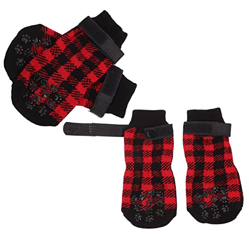 NUSITOU 4 Stück Haustier socken Pfotenschutz Weihnachtshundegriffsocken Haustiersocken socken für hundepfoten hundesocken sockenschuhe Schuhwaren für Hunde Hundestrumpf Reine Baumwolle von NUSITOU