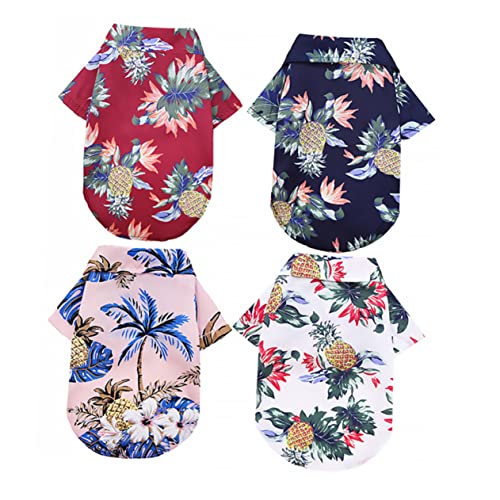 NUSITOU 4Stücke Hawaii Hundeshirts für Sommer Atmungsaktive Sweatshirts für Haustiere Coole Hundekleidung in Verschiedenen für Hunde und Katzen Ideal für Strand und Freizeit von NUSITOU