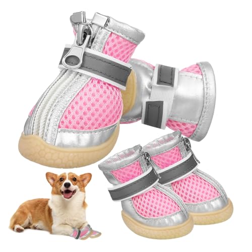 NUSITOU 4 Stück Hundeschuhe, Atmungsaktive Hundestiefel, Wärmeschutz, Welpenschuhe, Outdoor-haustierschuhe Für Heißes Pflaster von NUSITOU