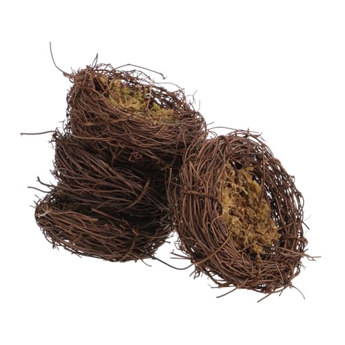 NUSITOU 4 stücke Rattan Vogelnest Dekorative Handwerk Große Künstliche Vögel Nest Gefälschte Eier Ostern Garten Ornament von NUSITOU