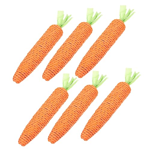 NUSITOU 6 Stück Bindfäden Karotten Seil Karottenspielzeug Seil Karottenspielzeug Katzenbackenspielzeug Karottenförmiges Zähneknirschspielzeug Katzengriff Karottenspielzeug von NUSITOU