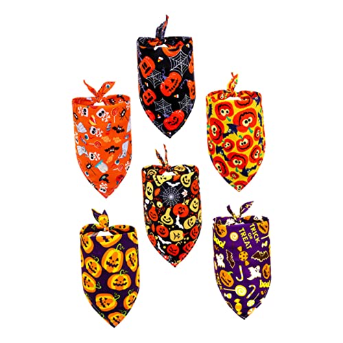 NUSITOU Halloween-Lätzchen-Set für Haustiere 6-teilig Dreieckstuch für Hunde Haustier-Bandana Speicheltuch Halsband für Haustiere stilvoll bequem von NUSITOU