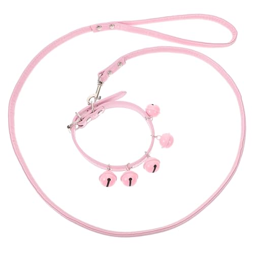 NUSITOU Hundehalsband Mit Zugleine Und Glocke Für Haustiere Pink Weicher Verstellbarer Kragen Für Katzen Und Hunde Ideal Für Den Täglichen Gebrauch von NUSITOU